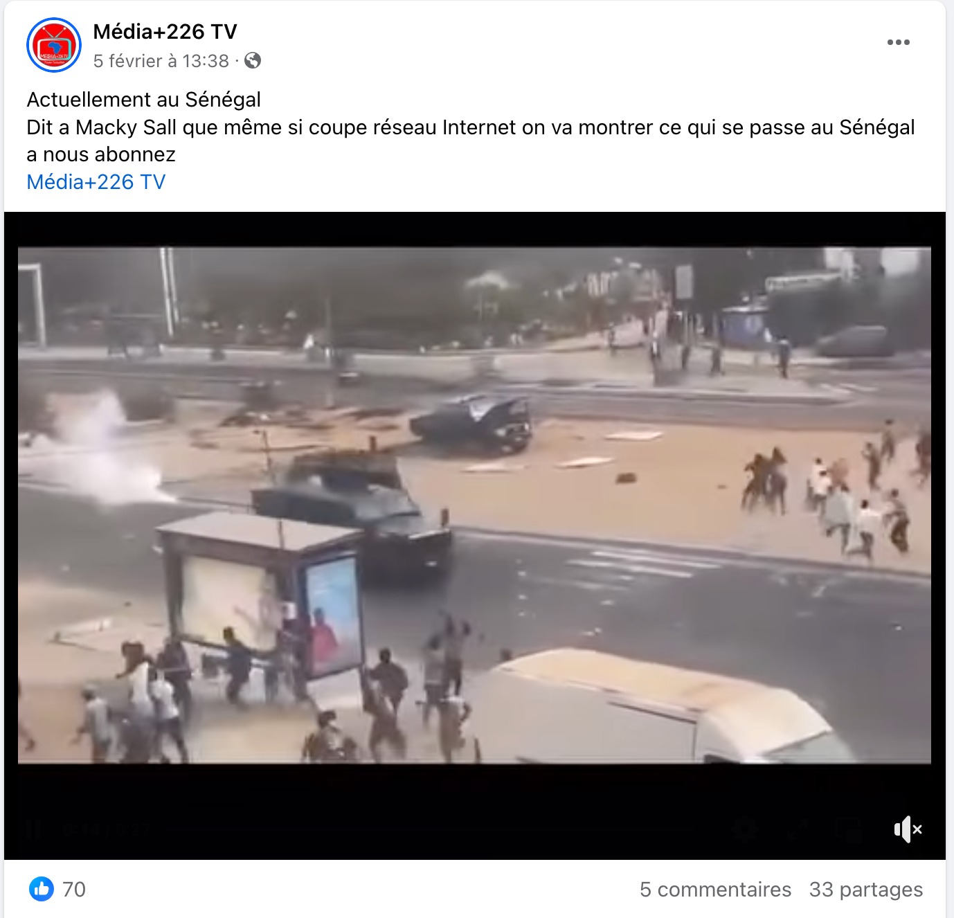Cette vidéo ne montre pas une manifestation au Sénégal suite au report de l’élection présidentielle  